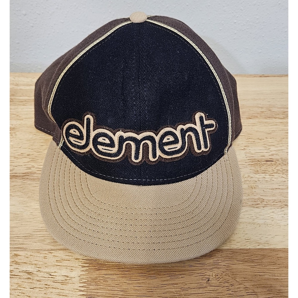 Element Crown Hat Mens L/XL Navy Brown Good Raised Embroidery Flexfit Cap